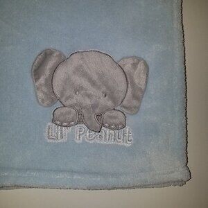 Snugly Baby Lil Peanut Blue Gray Elephant Fleece Baby Blanket Lovey Security Boy